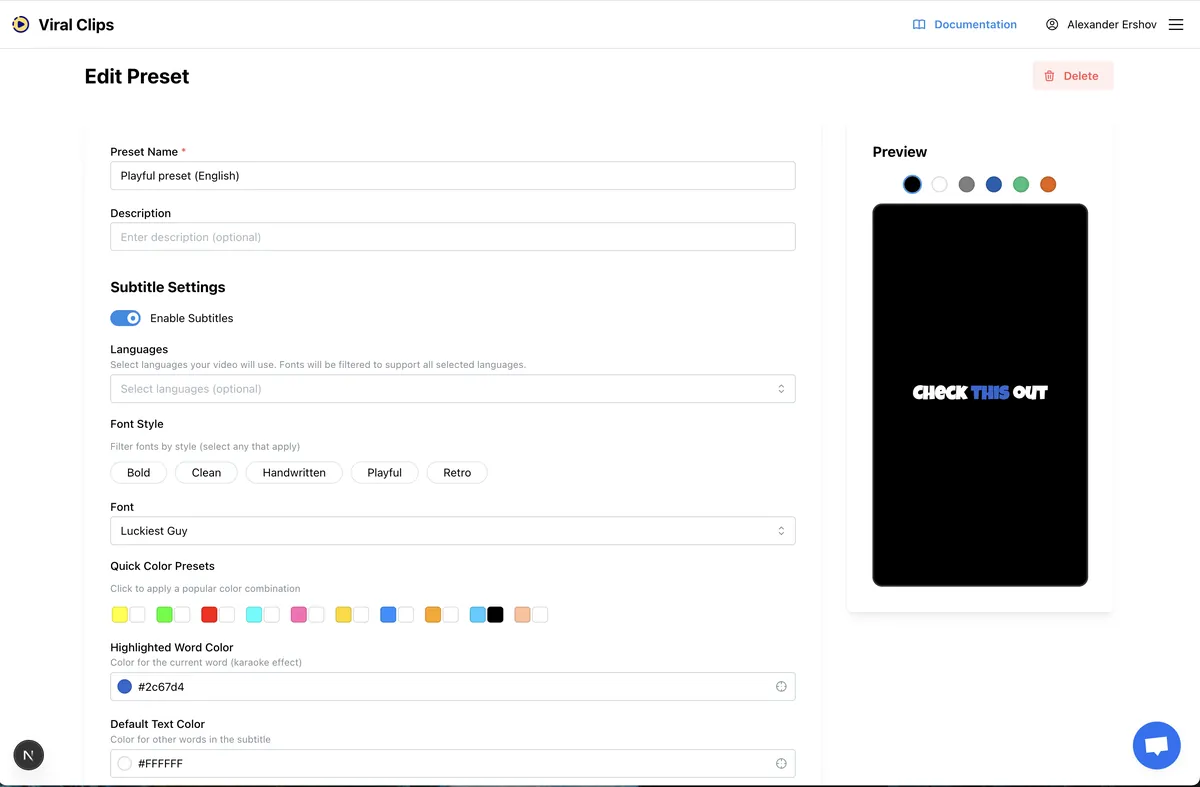 Create styling presets